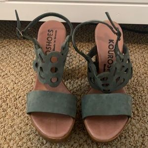 Olive green high heel sandals